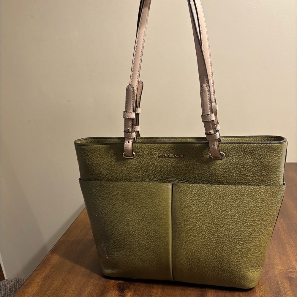 Olive and tan Michael Kors tote